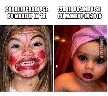 Copiii jucandu-se cu makup: atunci si acum