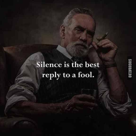 Tacerea este cel mai bun raspuns pentru un prost