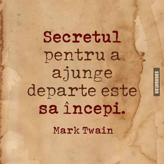 Secretul pentru a ajunge departe este sa începi - Mark Twain 