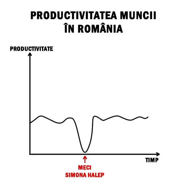 Productivitatea muncii in Romania in timpul unui meci de tenis cu Simona Halep